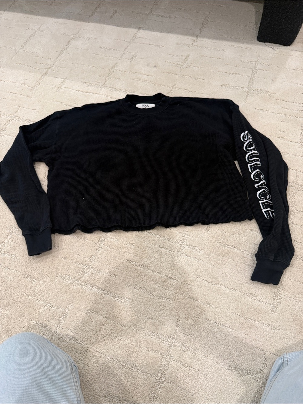soulcycle Black Waffle Long-Sleeve Crew Shirt